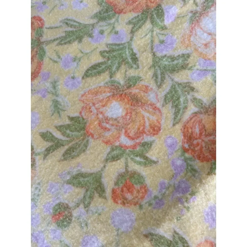 Pair of Vintage 60s-70s Chatham Esmon Floral Fiberwoven Blankets Satin Trim Full